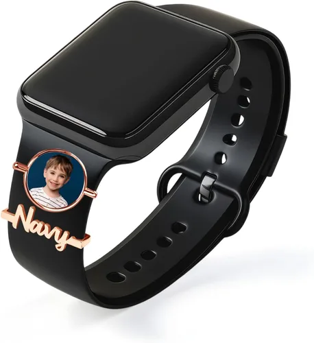 Vista 9 de ubmpj Dijes de banda de reloj personalizados para reloj inteligente, cerraduras de banda mágica personalizadas con nombre y foto para mujeres
