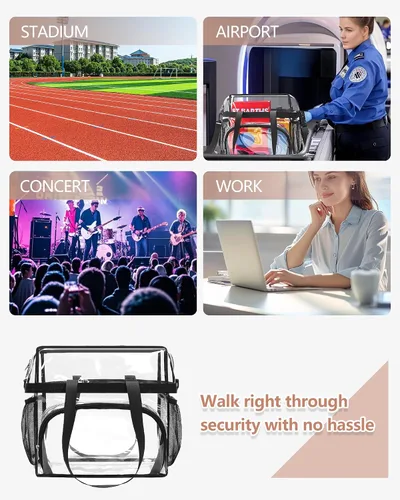 Vista 6 de Lyingflat Clear Bag for Stadium Events Clear Tote Bag with Removable Strap Transparent Bag for Sporting Concert Work