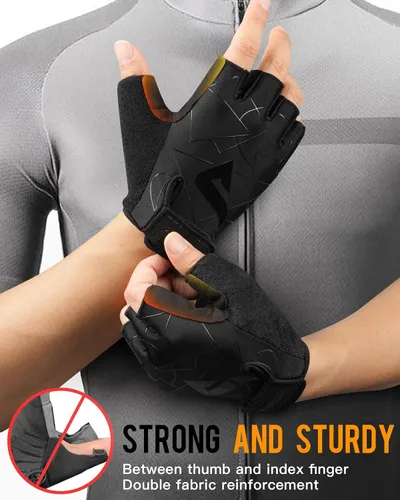 Vista 4 de ATERCEL Guantes de ciclismo para hombre, para ciclismo, entrenamiento, gimnasio, entrenamiento, levantamiento de pesas, al aire libre, motocross