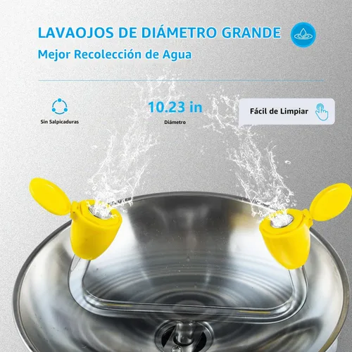 Vista 5 de Estación de lavado de ojos de montaje en pared de acero inoxidable 304 aprobada por OSHA