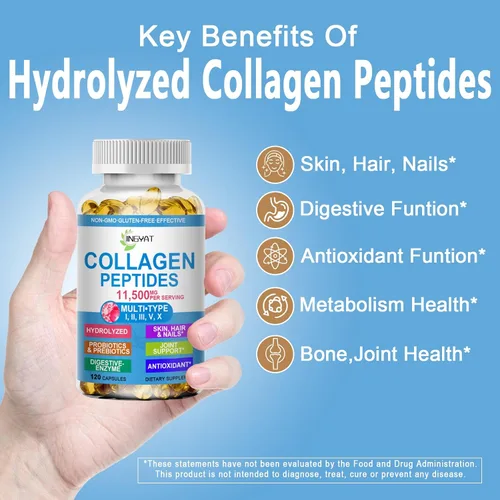 Vista 2 de Cápsulas de Péptidos de Colágeno, Péptidos de Colágeno Múltiples con Glucosamina, Condroitina, MSM, Biotina, Complejo de Péptidos de Colágeno