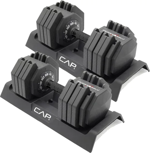 Vista 9 de CAP ADJUSTABELL - Juego de mancuernas ajustables de selección rápida de primera calidad para entrenamiento de fuerza, individuales y pares, 12.5