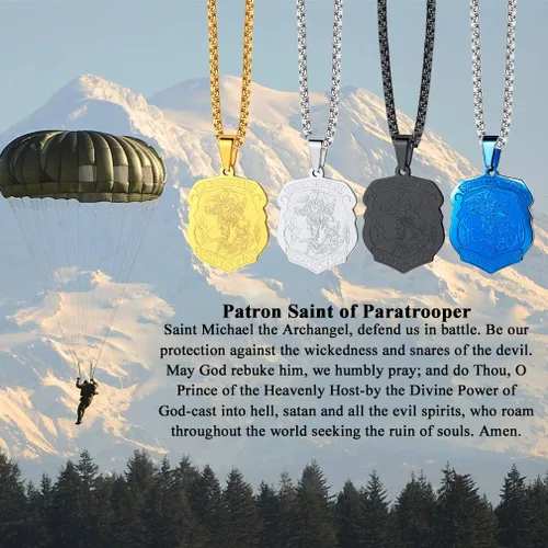 Vista 3 de FaithHeart - Collar de San Miguel, dije personalizado de protección del arcángel, para hombres y mujeres, acero inoxidablechapado en oro Medalla