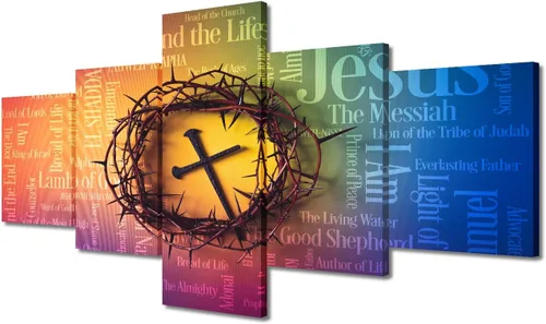 Vista 103 de TUMOVO Decoración de pared de iglesia cristiana de 3 paneles, imágenes de la resurrección de Jesús para sala de estar, dormitorio, cocina