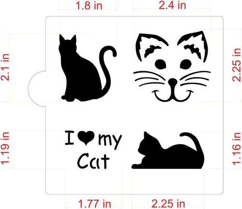 Vista 4 de Plantilla de galletas y manualidades I Love My Cat de Designer Stencils