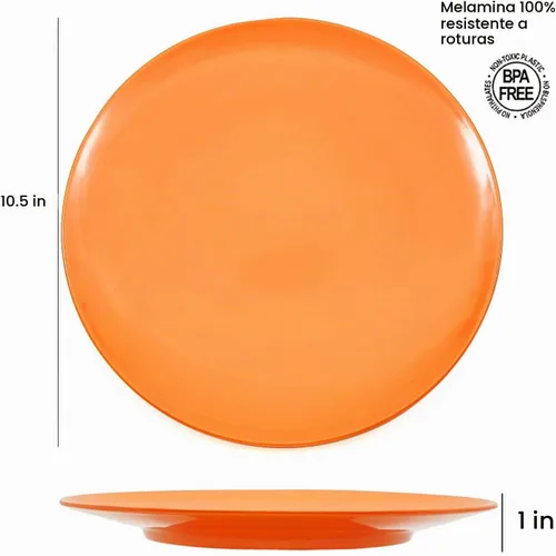 Vista 2 de KX-WARE Platos de melamina, juego de 6 platos llanos de 10.5 pulgadas, multicolor, 100% melamina aptos para lavavajillas, sin BPA