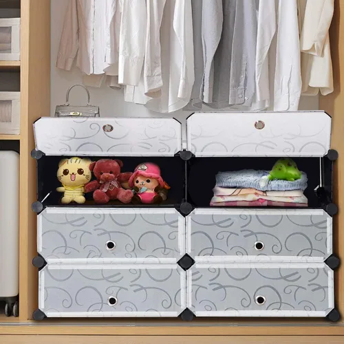 Vista 2 de Zapatero organizador de 6 niveles, 24 pares de almacenamiento de zapatos de plástico, zapatero de pie, almacenamiento modular apilable para zapatos