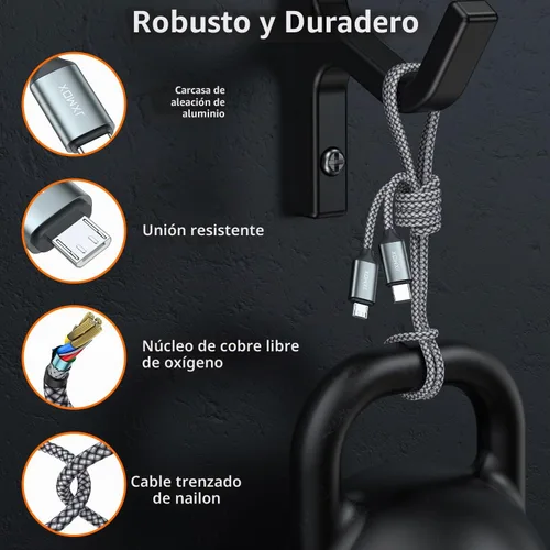 Vista 6 de JXMOX Cable USB C a Micro USB, (3.3 pies, paquete de 2) Cable Cargador Tipo C a Micro USB, Admite Carga y Sincronización Compatible