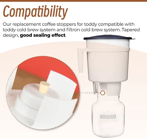 Vista 4 de 20 filtros y tapones de café reutilizables de repuesto compatibles con el sistema Toddy Cold Brew