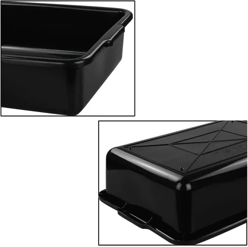 Vista 2 de Paquete de 4 grandes tinas comerciales de plástico, caja de autobús utilitario rectangular de 22 L