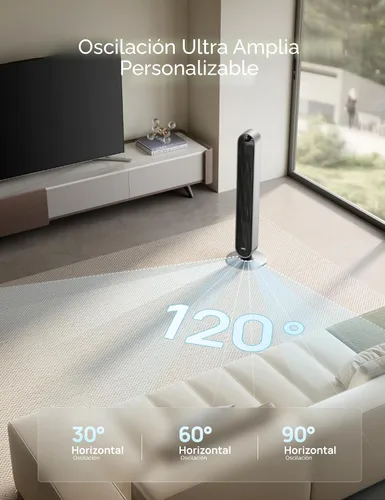 Vista 4 de Dreo - Ventilador de torre para dormitorio, ventilador oscilante de 42 pulgadas 120°, motor DC silencioso de 25dB, ventilador de pie sin aspas de 28