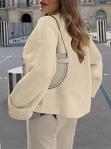 Vista 115 de LOGENE Suéter de gran tamaño para mujer, cuello redondo, manga larga, suave, mullido, suéter de punto 2025 para otoño e invierno