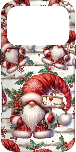 Vista 30 de iPhone 16 Love Christmas Gnomo Shabby Chic Decoración para mujer Bonita funda de Navidad