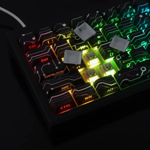 Vista 7 de Custom PBT Keycaps, Cool Modern Technology Style Keyboard Key caps(Black)