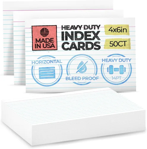 Vista 10 de Home Advantage Tarjetas de índice rayadas de 2.5 x 3 – Nuestro paquete de 50 tarjetas de notas rayadas utiliza cartulina resistente para hacerlos a