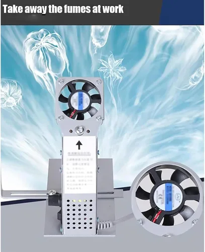 Vista 3 de Cortador de cinta de cuchillo caliente de 220 V, cortador de correa de cuerda eléctrica, con ventilador de escape, temperatura ajustable de 32-3,632