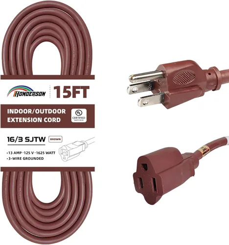 Vista 25 de Cable de Extensión HONDERSON, Certificación UL, Calibre 16, 1 Pie de Largo, Color Negro, 3 Puntas, Resistente, 16/3 SJTW, 13A, Cable de Energía