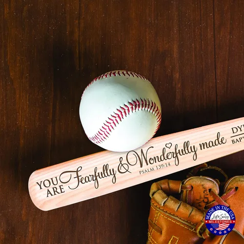 Vista 4 de Lifesong Milestones Bate de béisbol personalizado, regalos de primera comunión para niños, regalos de bautismo grabados de madera para niños