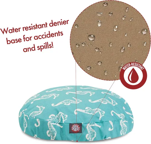 Vista 4 de Majestic Pet Products - Cama redonda mediana para perros con funda extraíble y lavable para interiores y exteriores, color verde azulado