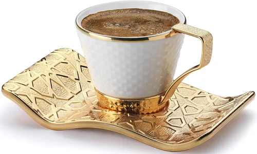 Vista 6 de DEMMEX Juego de tazas de café y café expreso bosnio griego turco para 6 – 18 piezas, tazas demitasse de porcelana (2.6 onzas/2.7 fl oz) con soportes