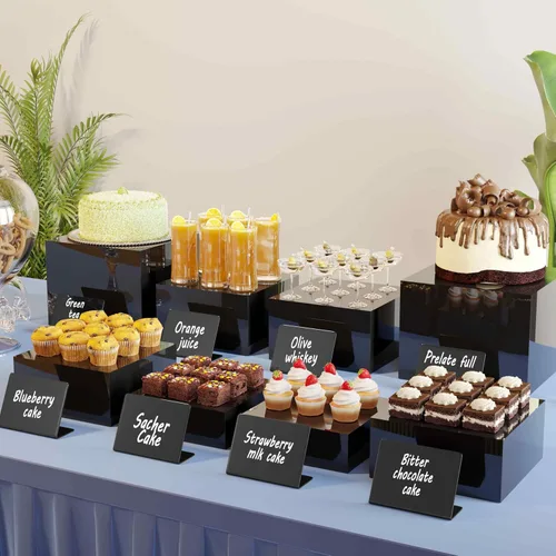 Vista 2 de Neatsure 8 piezas elevadores para buffet, elevadores de comida para mesa de buffet, soporte de exhibición para catering de postres, artículos