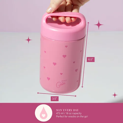 Vista 6 de Paris Hilton Tarro de alimentos de acero inoxidable, recipiente de almacenamiento de alimentos aislado al vacío de doble pared con tapa de asa