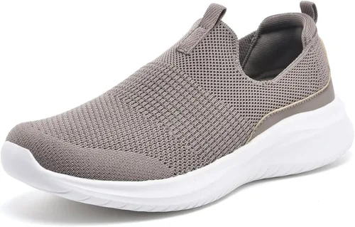 Vista 11 de TIOSEBON Zapatos deportivos para caminar sin cordones para mujer, de punto, de malla, cómodos, tenis 0c/todo negro