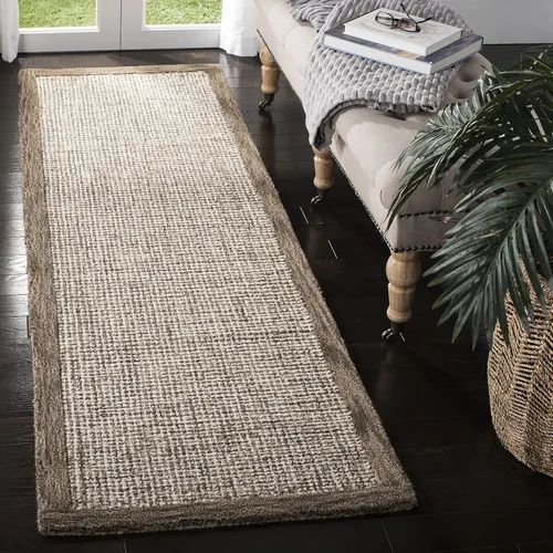 Vista 8 de SAFAVIEH Abstract Collection - Alfombra decorativa, 2 x 3 pies, marrón y marfil, lana hecha a mano, ideal para zonas de alto tráfico en entrada