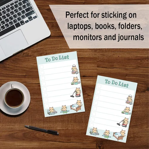 Vista 5 de Lista de tareas adhesiva linda de gato kawaii Cuaderno de notas de humor de gato, tarjeta de notas para regalo para amantes de los gatos 50