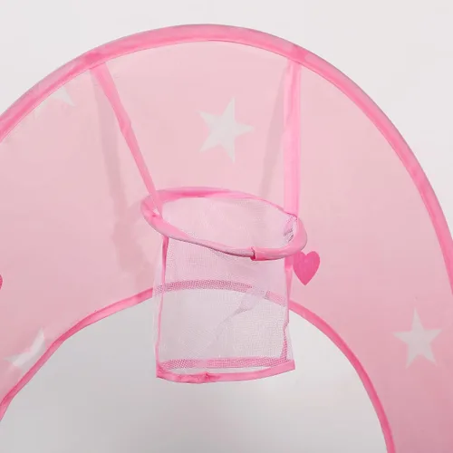 Vista 7 de Tienda de campaña para niños, túnel de gateo, pozo de pelotas y luces, casa de juegos para niños, rosa