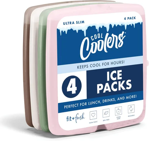 Vista 3 de Enfriadores Cool de Fit + Fresh, Paquetes de Hielo Delgados Reutilizables y Duraderos, Paquetes Fríos para Loncheras, Paquetes de Hielo para Bolsas