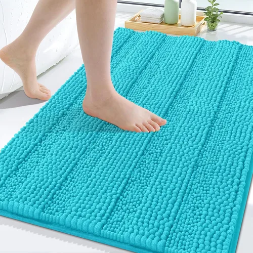 Vista 208 de Grandaily Alfombras de baño de felpilla a rayas de 24 x 16 pulgadas, extra gruesas y suaves, absorbentes, parte trasera de goma, alfombra de ducha