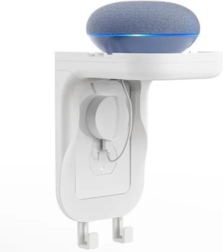 Vista 13 de WALI Repisa de doble enchufe de pared – Estante de baño dúplex para cepillo de dientes eléctrico, HomePod Mini, Echo Dot y carga de teléfono – blanco