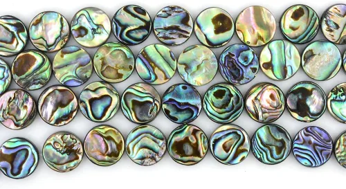 Vista 5 de 0.236 in Natural Abulón Shell Moneda Plana Cuentas Strand 16 Pulgadas Joyería Hacer Perlas