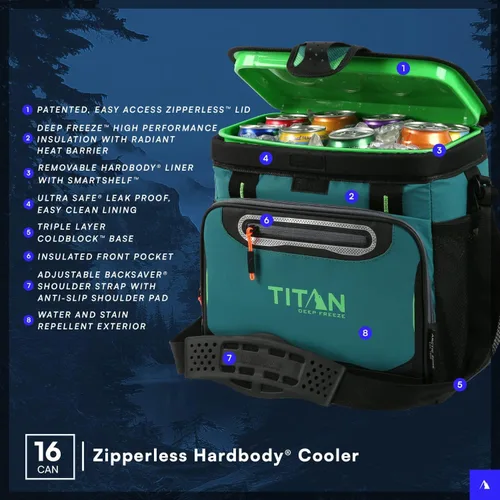 Vista 2 de Titan by Arctic Zone Deep Freeze Cooler - Zipperless Hardbody Cooler - Deep Freeze Insulation, HardBody Liner, and SmartShelf