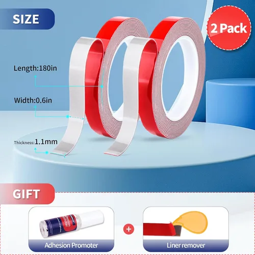 Vista 2 de PHIXBEAR Adhesión súper fuerte, cinta de doble cara resistente, impermeable para uso en interiores y exteriores, adhesivo de espuma multiusos