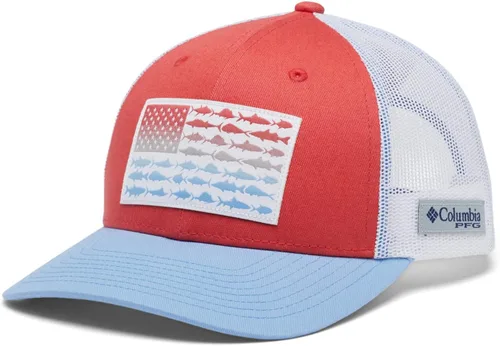 Vista 24 de Columbia Gorra de bola de malla Bandera antigua de malva/blanco/pescado
