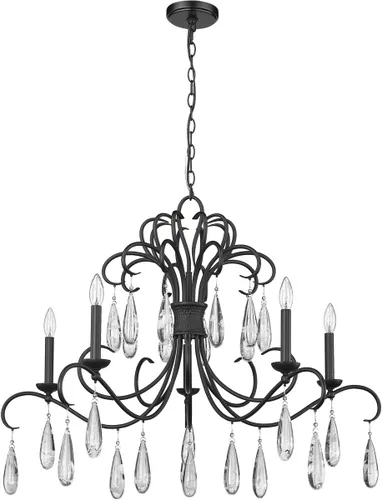 Vista 7 de Z-Lite Lámpara de araña Amara 3039-38MB, 5 luces, 300 vatios en total, negro mate