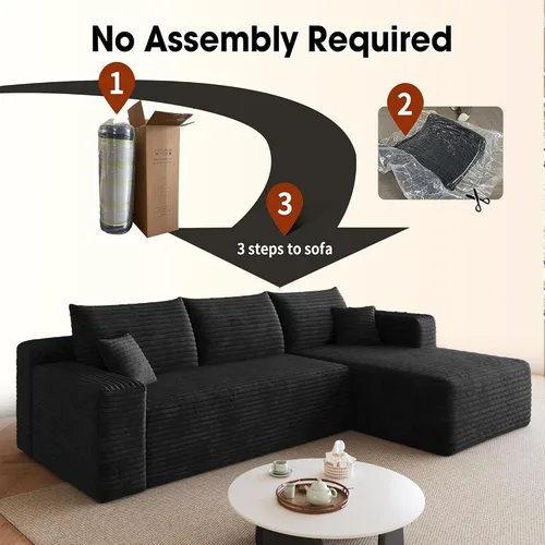 Vista 5 de AUGOP Sofá modular moderno de 96 pulgadas para sala de estar, sofá modular con sofás en forma de L, sofá tapizado sin hueso, asiento profundo, sofá