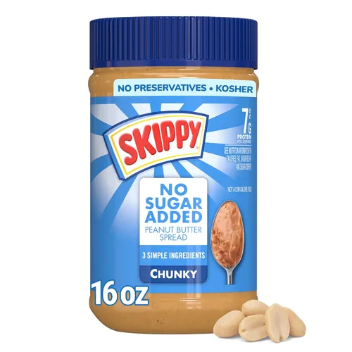 Vista 2 de SKIPPY Mantequilla de maní para untar sin azúcar añadida, gruesa, 16 onzas (paquete de 12)