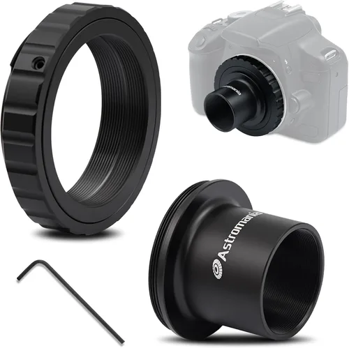 Vista 10 de Adaptador de cámara para telescopio Astromania, anillo T2 T y adaptador T M42x0.75 rosca macho a adaptador fotográfico de telescopio de 3.17 cm