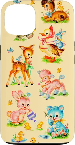 Vista 7 de Vintage Baby Animals Nursery 50's Retro Yellow Case for iPhone 17