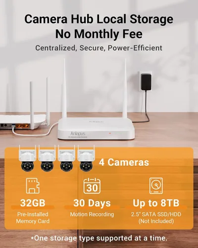 Vista 10 de Anlapus 4MP 360 ° Pan Tilt Solar 4 cámara sistema de seguridad inalámbrico