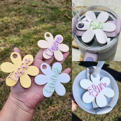 Vista 6 de Stanl-y - Placas de nombre personalizadas para vaso Stanl-y, con letras en relieve para la tapa, etiqueta de nombre acrílica personalizada