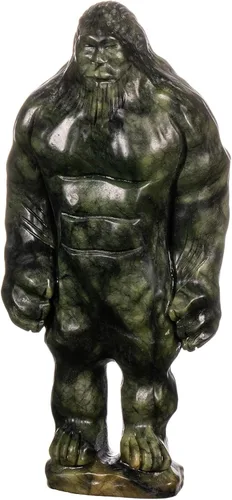 Vista 14 de Nupuyai Estatua de cabeza de perro de jade verde natural para decoración de oficina en casa, figura de animal tallada curativa, escultura