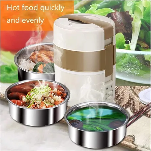 Vista 3 de Fiambrera eléctrica - Calentador de alimentos portátil 110V 300W, calentador de alimentos portátil de acero inoxidable extraíble 2.2L