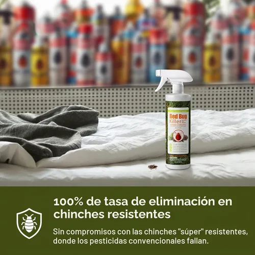 Vista 6 de Eliminador de plagas de cama Ecoraider en aerosol, 16 onzas, verde + no tóxico, mata 100% con protección extendida