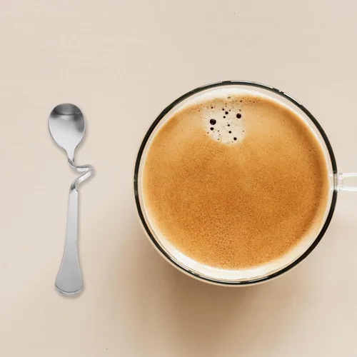Vista 9 de SOLUSTRE 6 cucharas de café expreso de acero inoxidable con mango curvo, cucharas de mezcla de café con leche y miel, cucharas de postre