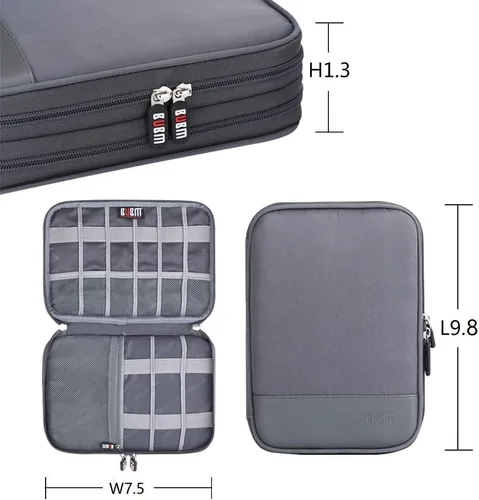 Vista 4 de Bolsa organizadora de cables electrónicos, bolsa de almacenamiento portátil de doble capa para accesorios digitales electrónicos para funda