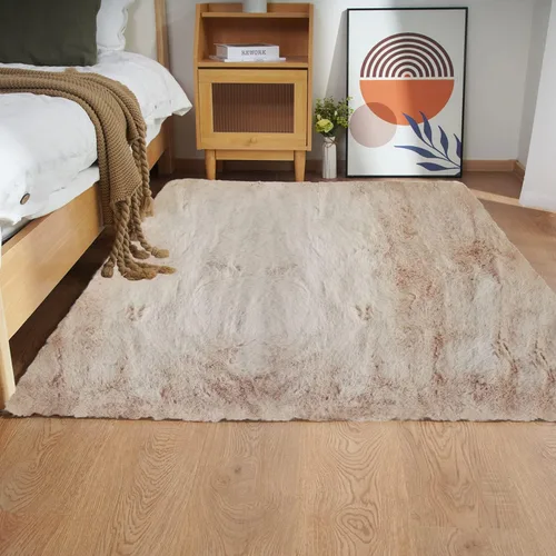 Vista 17 de Ghouse Alfombra ultrasuave de pelo sintético de conejo 2x3, alfombras lavables a máquina para dormitorio, alfombras esponjosas para sala de estar